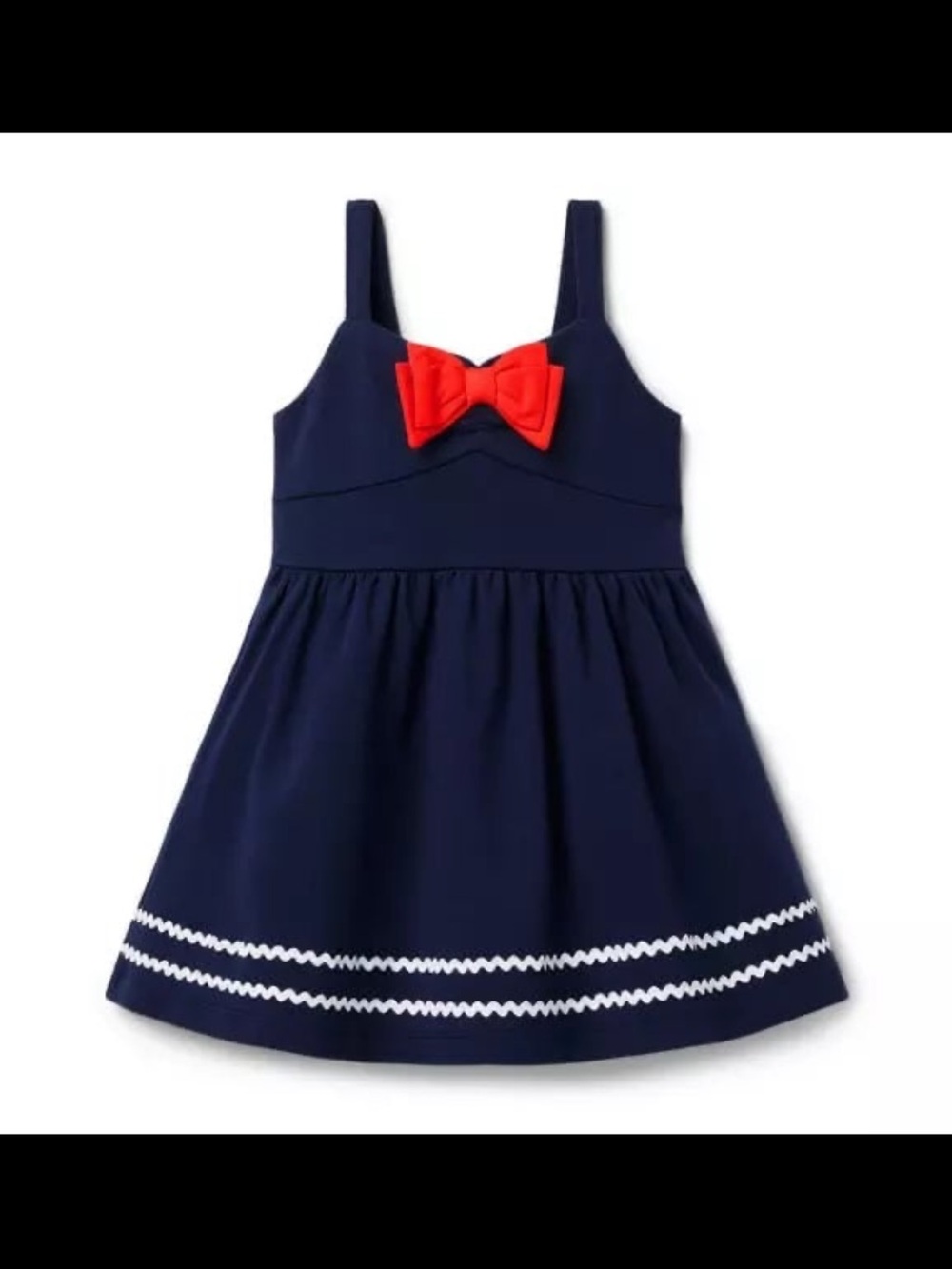 Janie and Jack Navy Dress with Red Bow and White Trim Toddler size 4T